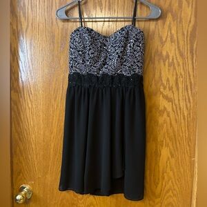 Black/Purple Strapless Mini Dress